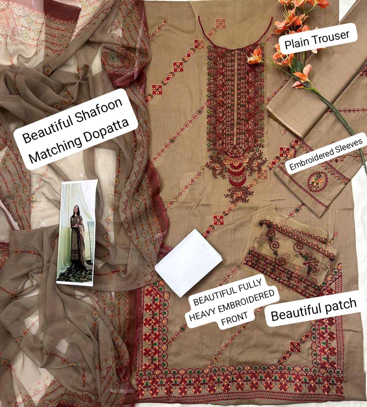 3-Piece Luxury Embroidered Unstitched Suit