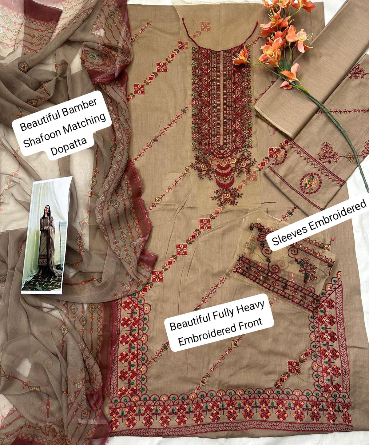 3-Piece Luxury Embroidered Unstitched Suit