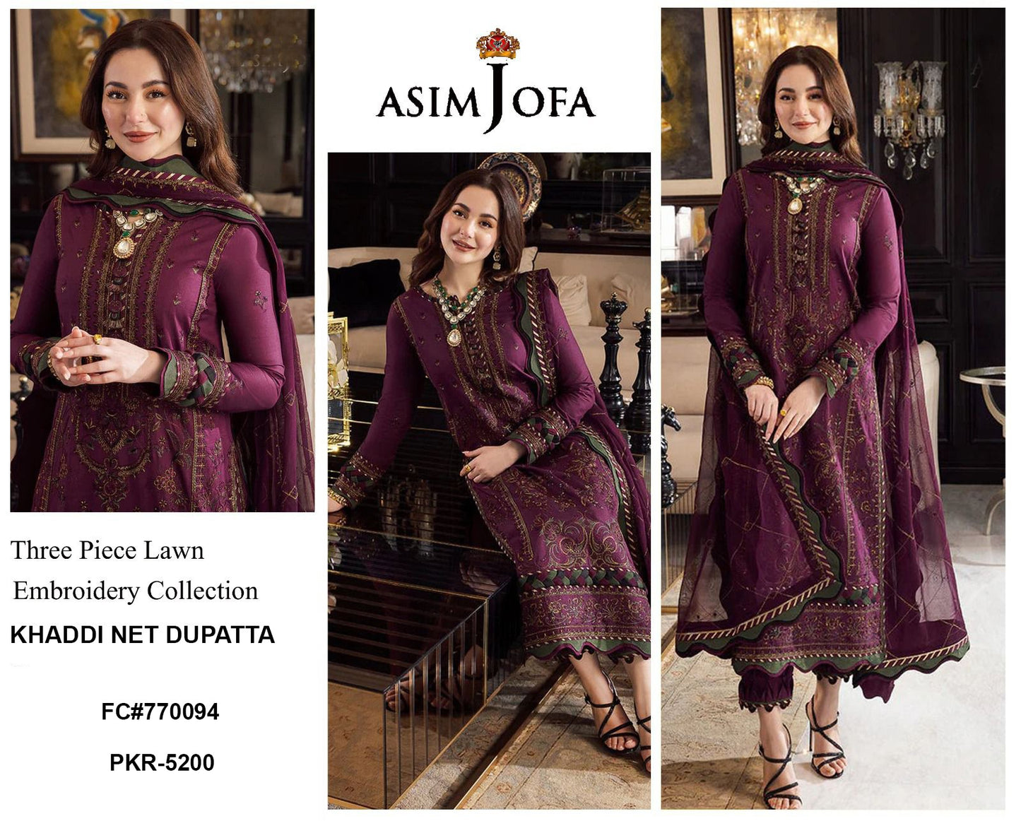 3-Piece Luxury Embroidered Unstitched Suit