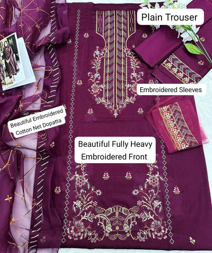 3-Piece Luxury Embroidered Unstitched Suit