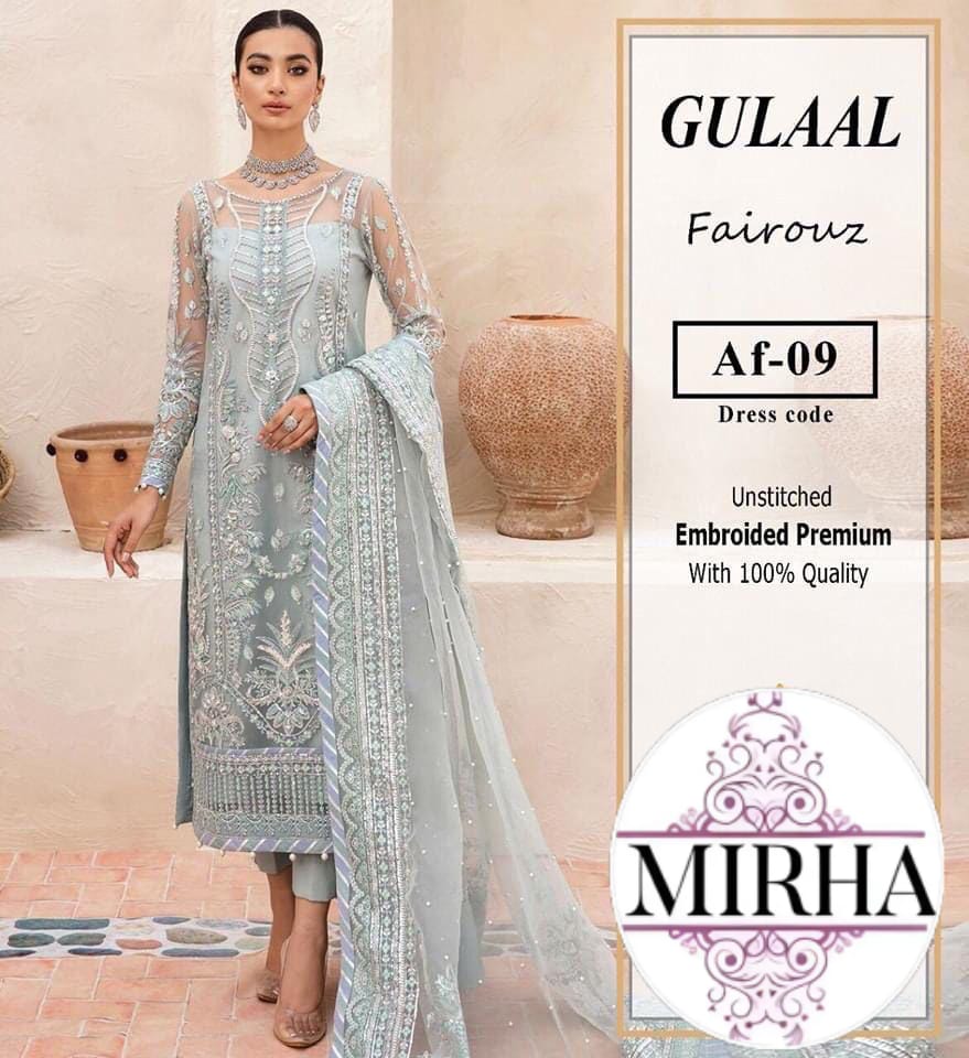 3-Piece Luxury Handcrafted Organza Embroidered Suit