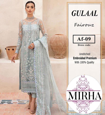 3-Piece Luxury Handcrafted Organza Embroidered Suit