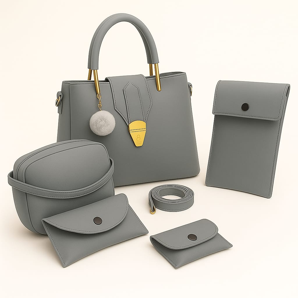 🎀✨ 5-PCS PREMIUM SOFT LEATHER HANDBAG SET ✨🎀