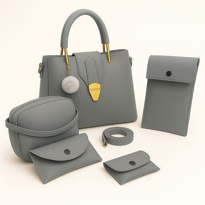 🎀✨ 5-PCS PREMIUM SOFT LEATHER HANDBAG SET ✨🎀