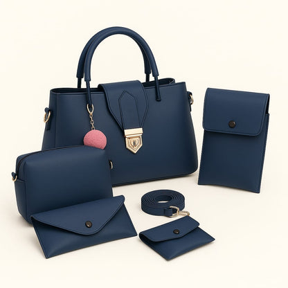 🎀✨ 5-PCS PREMIUM SOFT LEATHER HANDBAG SET ✨🎀